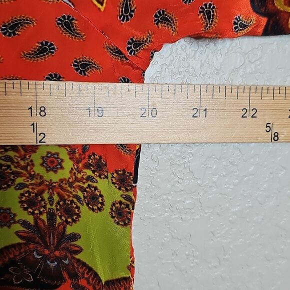 Lior Paris Red Orange Floral Patterned Button Front‎ Long Sleeve Top Medium - Picture 9 of 9